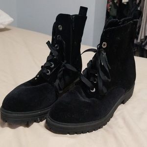 Black velvet boots, gently used.